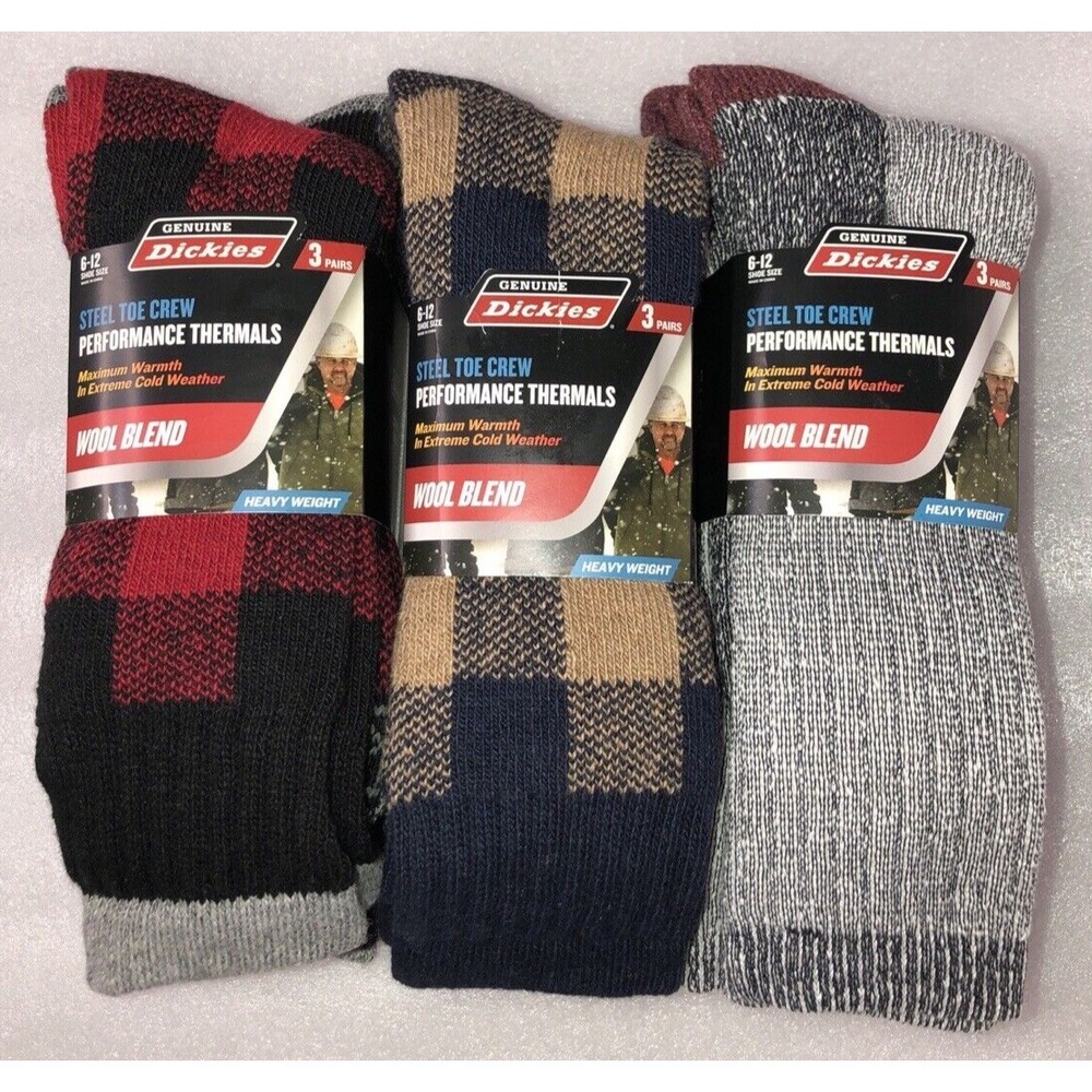 9 Pairs of Genuine Dickies Steel Toe Crew Performance Thermal Socks‎ 3 packs NEW